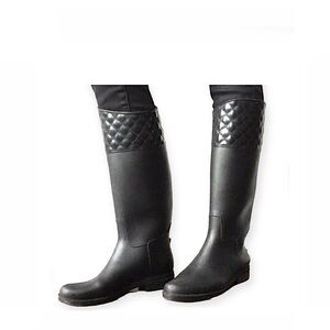 Capelli New York Matte And Quilted Top Solid Black Rain Boots Size 8